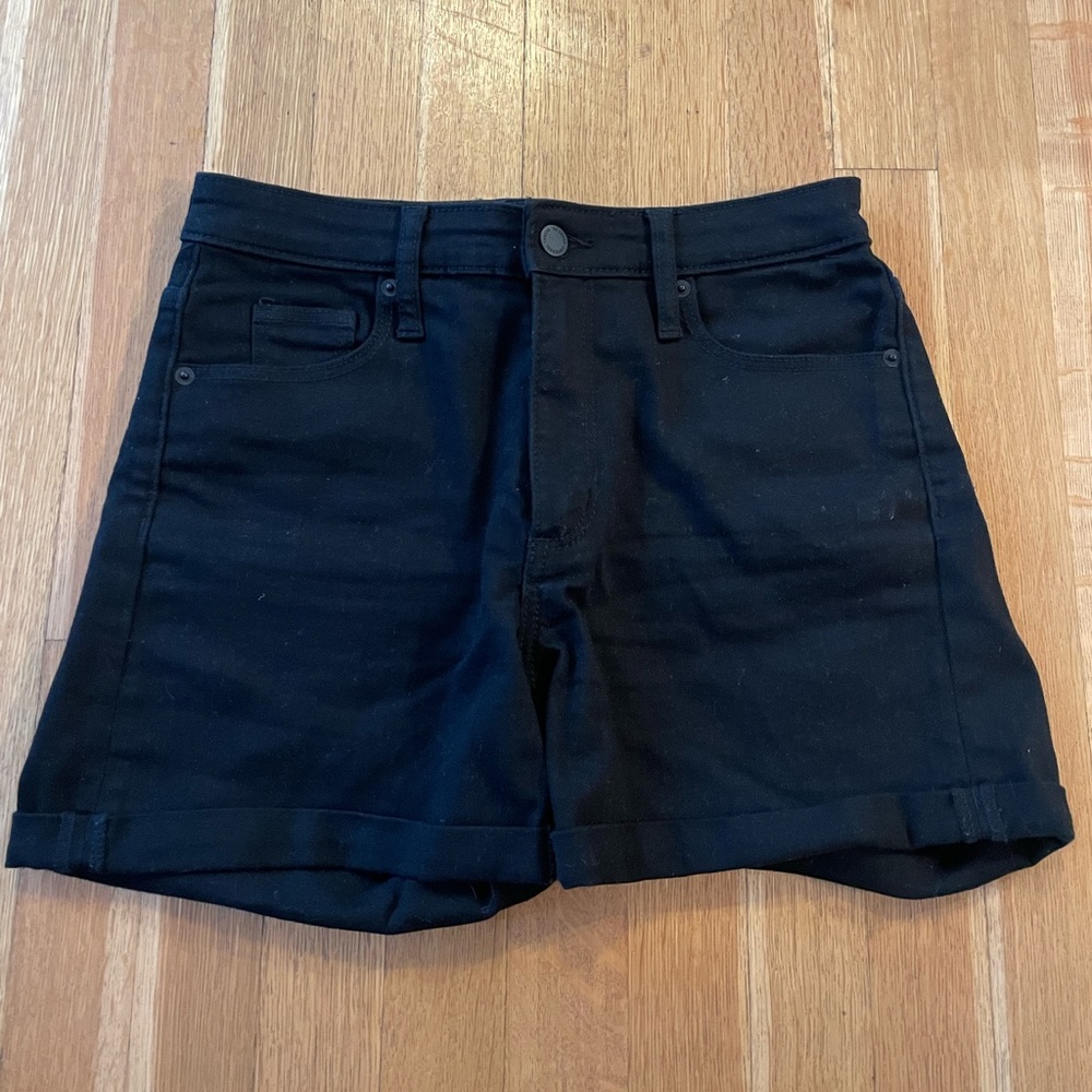 Black high rise jean shorts